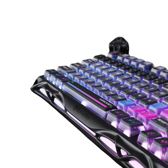 GRAVASTAR MERCURY K1 PRO CUSTOM COMPACT KEYBOARD WITH HOT-SWAP CONNECTOR LINEAR SWITCHES WITH RGB BACKLIGHTING AND FRAME WIRELESS MECHANICAL GAMING KEYBOARD - GALAXY BLACK