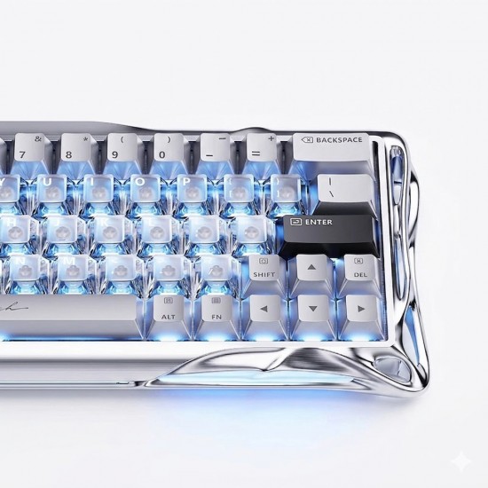 GRAVASTAR MERCURY RGB V60 PRO RAPID TRIGGER HALL EFFECT SWITCHES 8000HZ POLLING RATE MAGNETIC WIRED GAMING KEYBOARD DELUX EDITION - CHROME SILVER