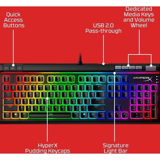 HYPERX ALLOY ELITE 2 RGB MECHANICAL GAMING KEYBOARD - LINEAR RED SWITCH