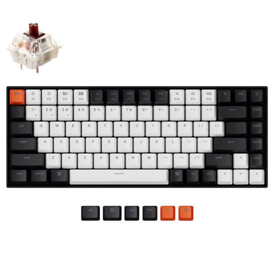 KEYCHRON K2 B3H 84 KEYS HOT SWAPPABLE GATERON BROWN SWITCH COMPACT WIRELESS MECHANICAL KEYBOARD (VERSION 2)