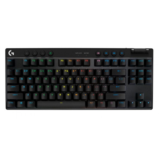 LOGITECH PRO X TKL LIGHTSPEED RGB LIGHTSYNC PBT KEYCAPS GX BROWN TACTILE SWITCHES WIRELESS GAMING KEYBOARD - BLACK