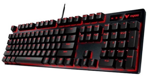 RAPOO V580 RED BACKLIT MECHANICAL BLACK GAMING KEYBOARD