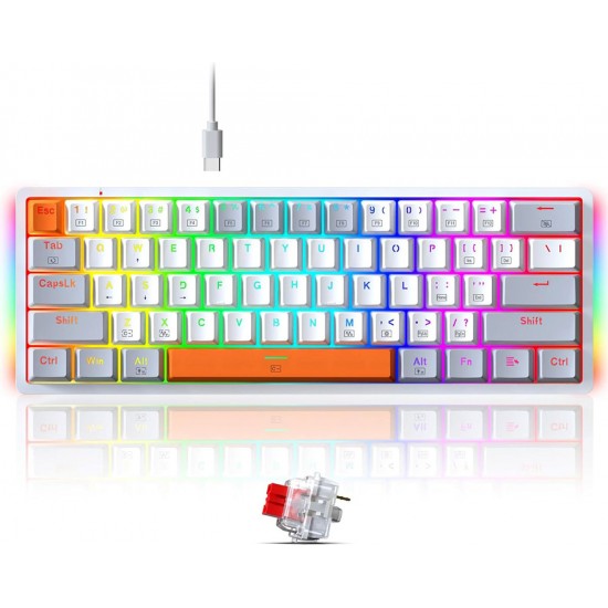 REDRAGON AKALI K642 WGO-RGB 61-KEY  60% DURABLE ABS KEYCAPS WIRED MECHANICAL GAMING KEYBOARD - RED SWITCH