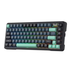 REDRAGON BEHEMOTH K724 PRO 81 KEYS TRI MODE CONNECTIVITY CUSTOM LINEAR SWITCH 5-LAYER NOISE DAMPENING ONE KNOB CONTROL WIRELESS GASKET GAMING KEYBOARD - BLACK/GREEN