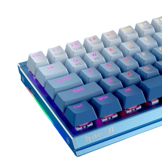 REDRAGON BLUESIREN K654 GWB RGB 104 KEYS WIRED MECHANICAL WITH WEIGHTED ALUMINUM FRAME 3.5MM SOUND ABSORBING FOAMS - BLUE