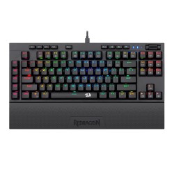REDRAGON BROADSWORD K588 RGB 102 KEYS BLUE SWITCHE WITH MACRO KEYS MEDIA CONTROLS ANTI-GHOSTING DOUBLE INJECTION KEYCAPS DETACHABLE WRIST REST TYPE-C COMPACT TKL DESIGN  MECHANICAL GAMING KEYBOARD - BLACK