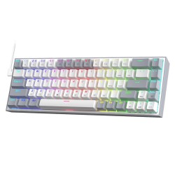REDRAGON CASTOR K631 PRO 65% RGB HOT-SWAP RED SWITCHES 68 KEYS MUSIC SYNC SOFTWARE SUPPORT FPS DESIGN WIRED MECHANICAL GAMING KEYBOARD - WHITE/GREY
