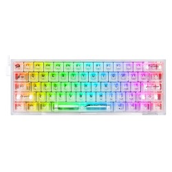 REDRAGON FIZZ K617 SE SLIM FRESH TRANSPARENT 60% WIRED RGB HOT-SWAP LINEAR RED SWITCHES 61 KEYS SOFTWARE SUPPORT FPS FRIENDLY DESIGN MECHANICAL GAMING KEYBOARD - CLEAR