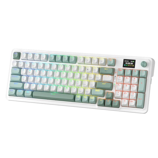 REDRAGON PRO K719 95 KEYS LCD SCREEN KNOB TRI-MODE RGB GASKET HOT-SWAP MECHANICAL GAMING KEYBOARD - GALATIN 