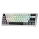 REDRAGON IRONGUARD K722 PRO 60% 61 KEYS HOT-SWAP COMPACT MECHANICAL FREE-MOD SOCKET 5-LAYER NOISE DAMPENING PBT KEYCAPS CUSTOM LINEAR SWITCH WIRELESS GASKET RGB GAMING KEYBOARD - WHITE