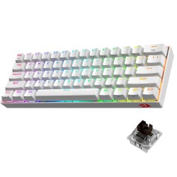 REDRAGON K530W RGB DRACONIC PRO 60% 61 KEYS WIRELESS 2.4GHZ/BT/WIRED MECHANICAL  BROWN SWITCH GAMING KEYBOARD - WHITE 