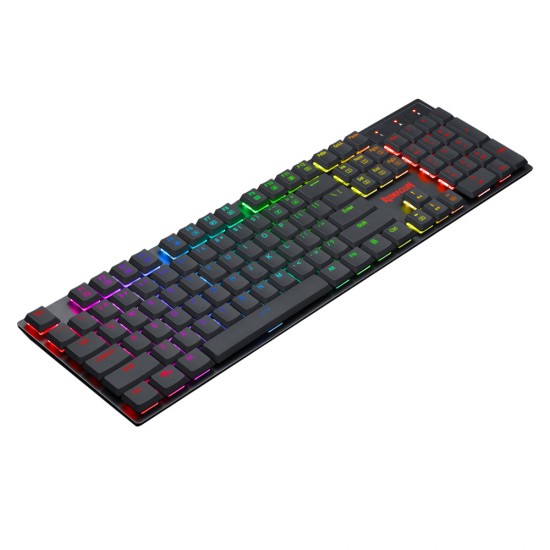 REDRAGON K535 RGB LED BACKLIT LOW PROFILE WIRED MACRO 104 KEYS RED SWITCHES MECHANICAL GAMING KEYBOARD