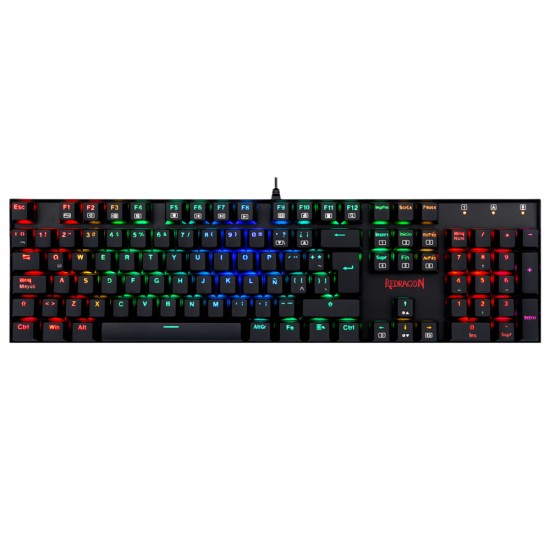 REDRAGON K551 MITRA 104 KEY RGB LED BACKLIT WITH BLUE SWITCHES MECHANICAL GAMING KEYBOARD - BLACK