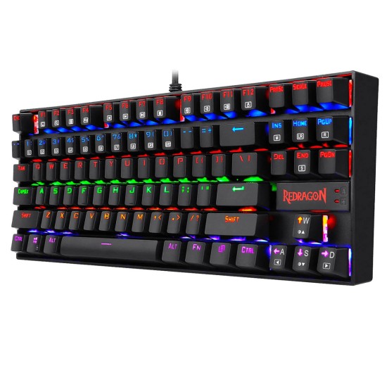 REDRAGON K552 RGB KUMARA TKL 87 KEYS MECHANICAL GAMING KEYBOARD BLUE SWITCH - BLACK