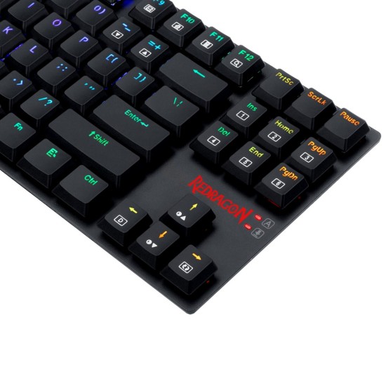 REDRAGON K607 LOW PROFILE  87 KEY TENKEYLESS RGB LED BACKLIT WIRED MECHANICAL GAMING KEYBOARD - BLACK