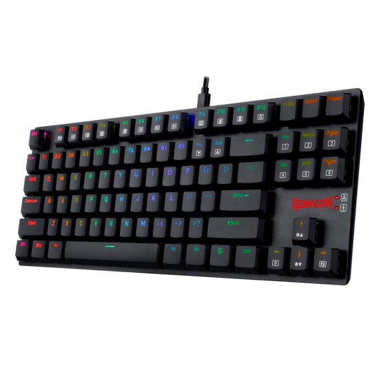 REDRAGON K607 LOW PROFILE  87 KEY TENKEYLESS RGB LED BACKLIT WIRED MECHANICAL GAMING KEYBOARD - BLACK