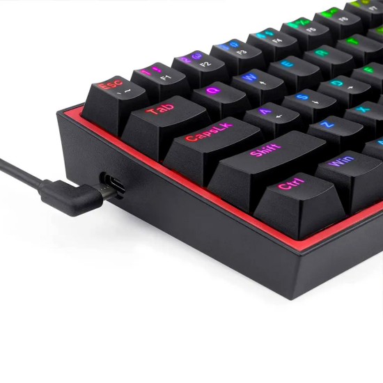 REDRAGON K617 RGB FIZZ RGB 60% WIRED MECHANICAL RED SWITCH GAMING KEYBOARD - BLACK 