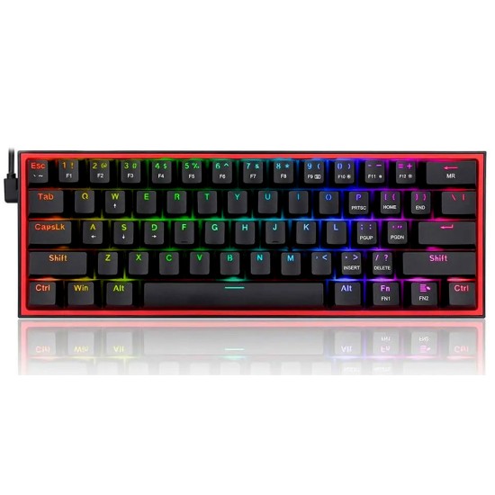 REDRAGON K617 RGB FIZZ RGB 60% WIRED MECHANICAL RED SWITCH GAMING KEYBOARD - BLACK 