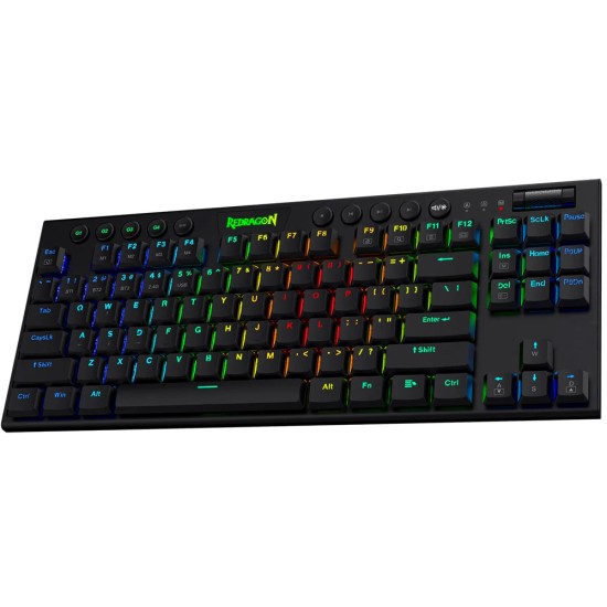 REDRAGON K621 HORUS TKL RGB 3 MODES BLUETOOTH/2.4GHZ/WIRED TENKEYLESS GAMING MECHANICAL KEYBOARD - BLACK 