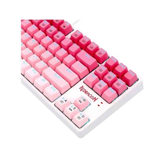 REDRAGON CASS  K645 W-GP USB MECHANICAL GAMING WIRED KEYBOARD BROWN SWITCH 87 KEYS  TKL GAMER FOR PC LAPTOP - PINK