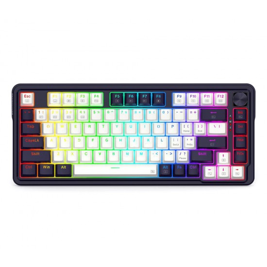 REDRAGON K673 PRO TRI-MODE CONNECTIVITY 75% 81 KEYS HOT SWAPPABLE LINEAR RED SWITCHES WIRELESS GASKET RGB GAMING KEYBOARD - ABYSSAL BLUE