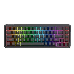 REDRAGON NOVA K709 65% WIRED GASKET RGB GAMING KEYBOARD 68 KEYS HOT-SWAP COMPACT MECHANICAL FREE-MOD SOCKET 3-LAYER NOISE DAMPENING ARROW KEYS CUSTOM LINEAR SWITCH - BLACK