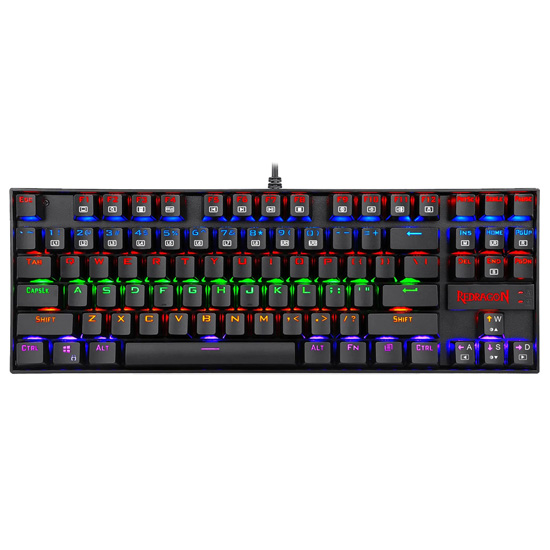 REDRAGON KUMARA K552 TKL RAINBOW MECHANICAL GAMING KEYBOARD RED SWITCH - BLACK