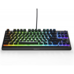 STEELSERIES APEX 3 TKL RGB COMPACT KEYLESS FORM FACTOR 8-ZONE RGB LIGHTING IP32 WATER AND DUST RESISTANT SILENT GAMING SWITCH ANTI-GHOSTING GAMING KEYBOARD – BLACK