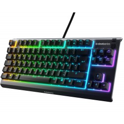 STEELSERIES APEX 3 TKL RGB COMPACT KEYLESS FORM FACTOR 8-ZONE RGB LIGHTING IP32 WATER AND DUST RESISTANT SILENT GAMING SWITCH ANTI-GHOSTING GAMING KEYBOARD – BLACK