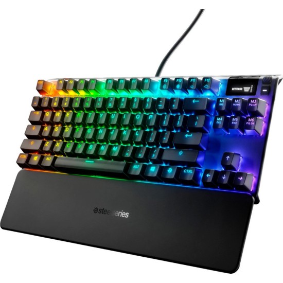 STEELSERIES APEX 7 TKL RGB ILLUMINATED LINEAR AND QUIET RED SWITCH MECHANICAL GAMING KEYBOARD - BLACK 