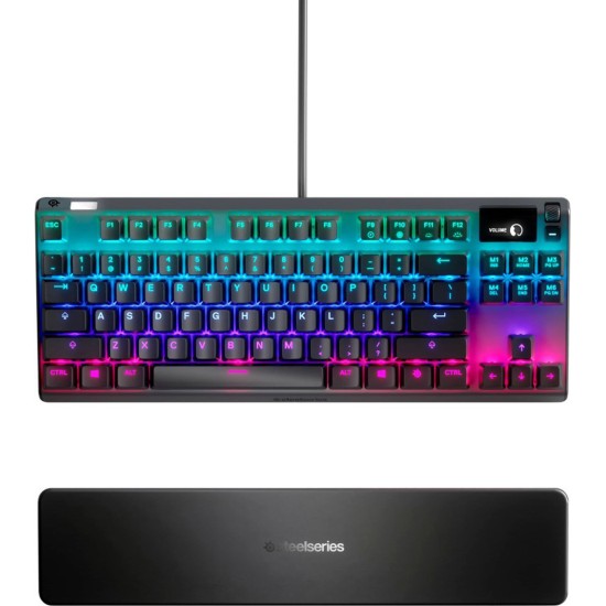 STEELSERIES APEX 7 TKL RGB ILLUMINATED LINEAR AND QUIET RED SWITCH MECHANICAL GAMING KEYBOARD - BLACK 