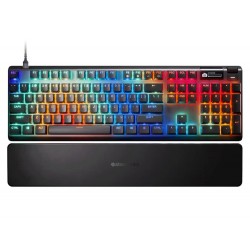 STEELSERIES APEX PRO GEN 3 OMNIPOINT 3.0 RGB HYPERMAGNETIC SWITCHES ADJUSTABLE ACTUATION RAPID TRIGGER GAME-READY PRESETS RAPID TAP/SOCD, OLED USB-C US QWERTY LAYOUT GAMING KEYBOARD - BLACK