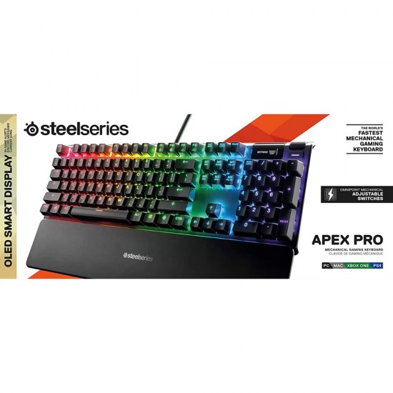 STEELSERIES APEX PRO MECHANICAL  ADJUSTABLE SWITCH QUICK TRIGGER RESPONSE TIME FROM 0.1 - 4.0MM GAMING KEYBOARD