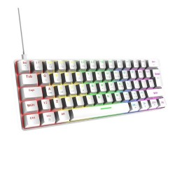T-WOLF 60% HOT-SWAPPABLE MINI 61KEY NKRO RGB BACKLIGHT TYPE-C USB WATERPROOF ABS KEYCAP UK LAYOUT RETRO COLOR KEYCAPS WIRED MECHANICAL KEYBOARD - WHITE