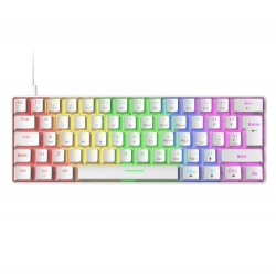 T-WOLF 60% HOT-SWAPPABLE MINI 61KEY NKRO RGB BACKLIGHT TYPE-C USB WATERPROOF ABS KEYCAP UK LAYOUT RETRO COLOR KEYCAPS WIRED MECHANICAL KEYBOARD - WHITE