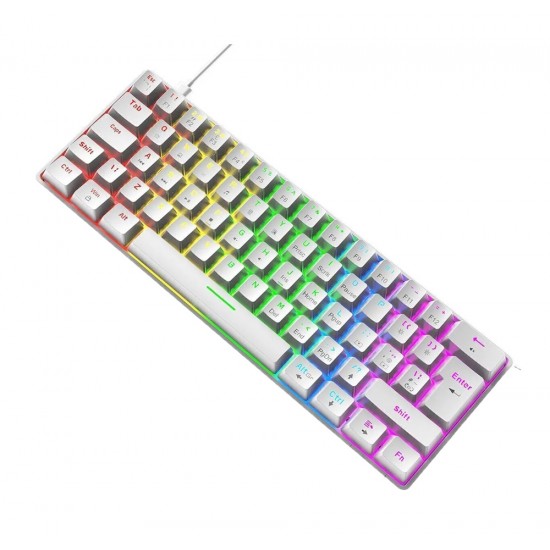 T-WOLF 60% HOT-SWAPPABLE MINI 61KEY NKRO RGB BACKLIGHT TYPE-C USB WATERPROOF ABS KEYCAP UK LAYOUT RETRO COLOR KEYCAPS WIRED MECHANICAL KEYBOARD - WHITE