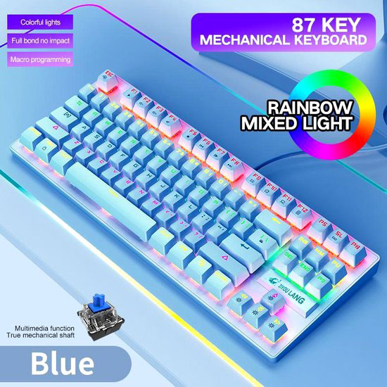 ZIYOULANG K2 RGB TKL MECHANICAL GAMING KEYBOARD BLUE SWITCH - BLUE