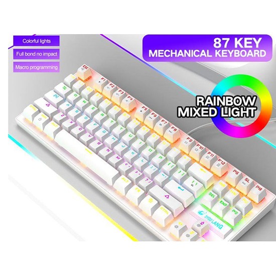 ZIYOULANG K2 RGB TKL MECHANICAL GAMING KEYBOARD BLUE SWITCH - WHITE