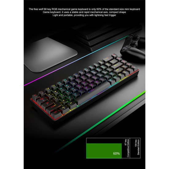 ZIYOULANG T8 RGB 68 KEYS MECHANICAL GAMING KEYBOARD