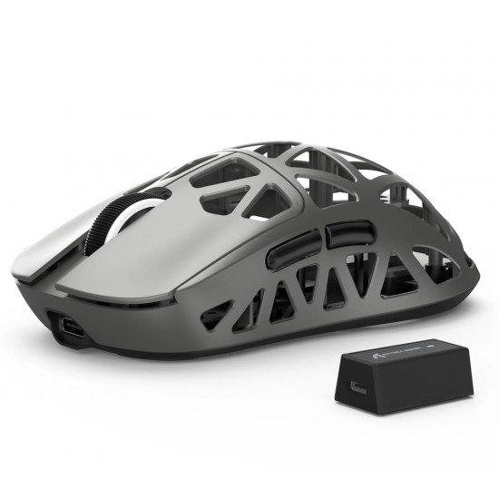 ATTACK SHARK R2 TRI MODE 2.4G BLUETOOTH 45G MAGNESIUM FRAME PAW3950 SENSOR 42K DPI 8000HZ POLLING OMRON 100M CLICKS WIRELESS GAMING MOUSE - SILVER GRAY