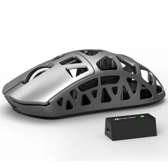 ATTACK SHARK R3 MAGNESIUM ALLOY SUPERLIGHT TRI MODE USB-C BT 2.4G 46G ULTRALIGHT 8000HZ POLLING 26K DPI PAW3395 SENSOR 80M OMRON CLICKS GAMING MOUSE - SILVER GRAY