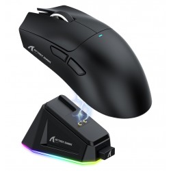 ATTACK SHARK X11 59G SUPERLIGHT WITH MAGNETIC RGB CHARGING DOCK BT 2.4G WIRED 22000 DPI 5 PROGRAMMABLE BUTTONS WIRELESS GAMING MOUSE - BLACK