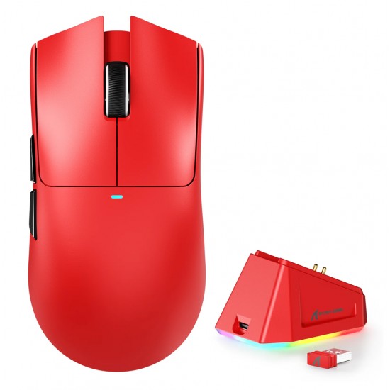 ATTACK SHARK X11 59G SUPERLIGHT WITH MAGNETIC RGB CHARGING DOCK BT 2.4G WIRED 22000 DPI 5 PROGRAMMABLE BUTTONS WIRELESS GAMING MOUSE - RED
