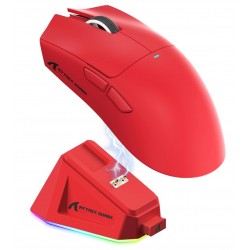 ATTACK SHARK X11 59G SUPERLIGHT WITH MAGNETIC RGB CHARGING DOCK BT 2.4G WIRED 22000 DPI 5 PROGRAMMABLE BUTTONS WIRELESS GAMING MOUSE - RED