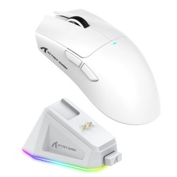 ATTACK SHARK X11 59G SUPERLIGHT WITH MAGNETIC RGB CHARGING DOCK BT 2.4G WIRED 22000 DPI 5 PROGRAMMABLE BUTTONS WIRELESS GAMING MOUSE - WHITE