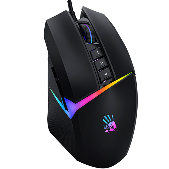BLOODY W60 MAX RGB OPTICAL GAMING MOUSE ADVANCED PRECISION - 10000 CPI (ACTIVATED ULTRACORE 3&4) BLACK