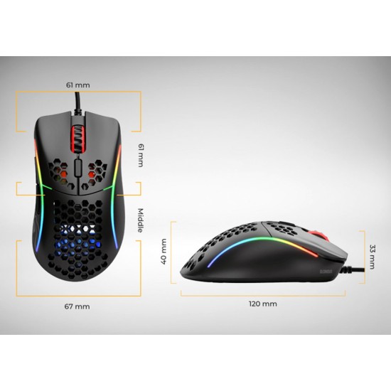 GLORIOUS MODEL D MINUS GAMING MOUSE - GLOSSY BLACK