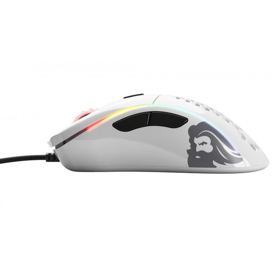 GLORIOUS MODEL D MINUS ADJUSTABLE 12000 DPI SENSOR 250 IPS RGB ILLUMINATION 6 PROGRAMMABLE BUTTONS ULTRA FLEXIBLE GAMING MOUSE - GLOSSY WHITE