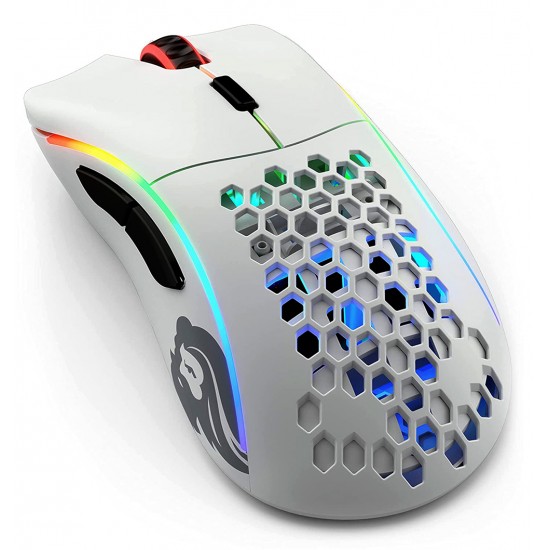 GLORIOUS MODEL D MINUS LIGHTWEIGHT 71 HOURS PLAYTIME 6 PROGRAMMABLE BUTTONS RGB WIRELESS GAMING MOUSE - MATTE WHITE