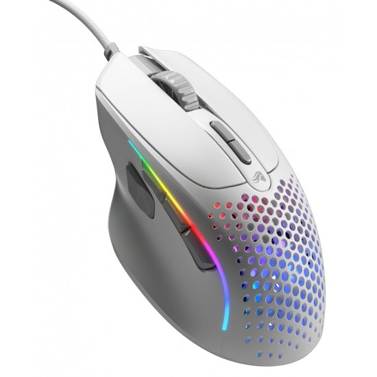 GLORIOUS MODEL IV2 ULTRALIGHT 66G SIDE THUMB REST 9 PROGRAMMABLE BUTTONS 26K OPTICAL SENSOR 80M SWITCHES WIRED GAMING MOUSE - WHITE